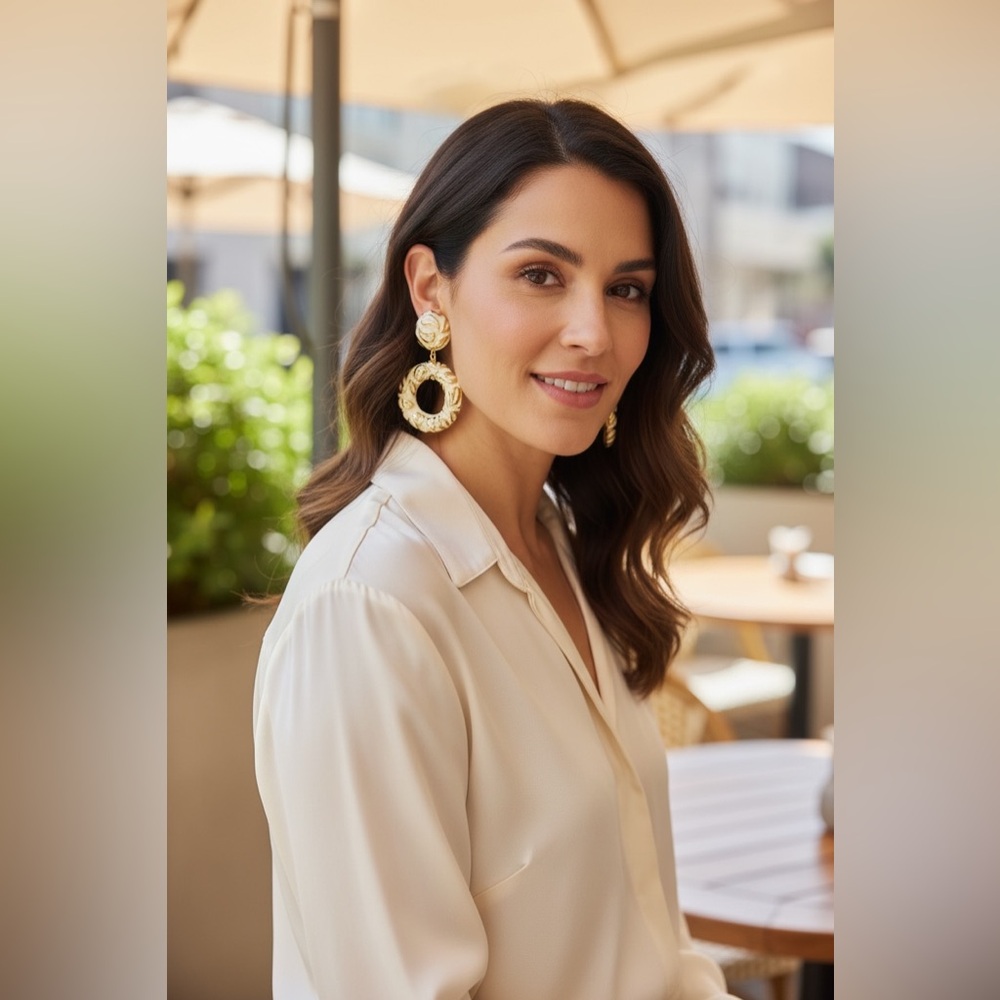 ESCADA 80’S VINTAGE COUTURE LUXURY AUTHENTIC RUNWAY GLAM ENAMEL HOOP EARRINGS